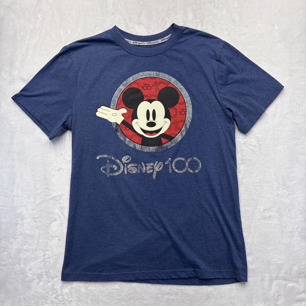 Disney 100 Mickey Mouse Graphic T-Shirt Unisex Size S Blue Heather Anniversary